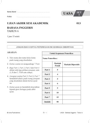 Kertas Model UASA Bahasa Inggeris Year 6 SJKT - Image 3